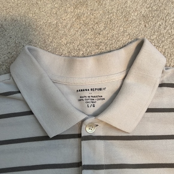 Banana Republic Polo Shirt - White with Grey Stripes - Picture 3 of 4